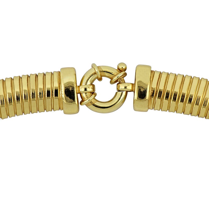 Cubic Zirconia Stretch Omega Necklace in Gold Plated Sterling Silver image number null